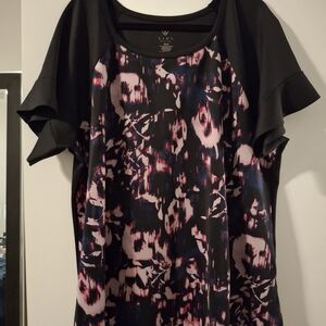 Livi Active Black and Pink Patterned Blouse
